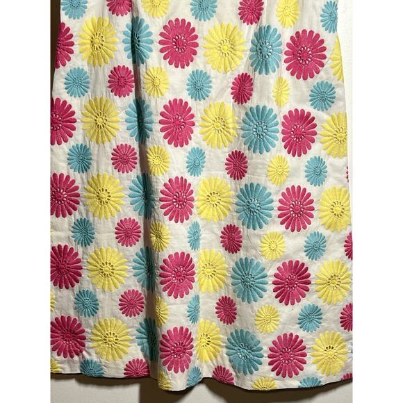 Lilly Pulitzer EUC White Multi Embroidered Daisy Slvless Cotton Summer Dress 4 - Picture 3 of 7